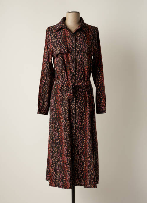 Robe mi-longue marron MADE IN ITALY pour femme