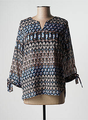 Blouse imprimé fantaisie manches 3/4 noir CHRISTINE LAURE femme