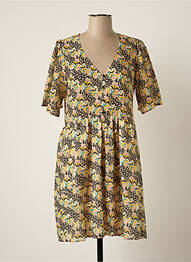 Robe courte coupe évasée manches courtes jaune TINSELS femme