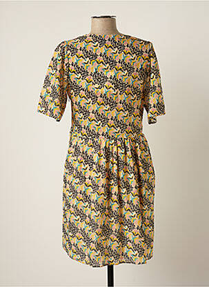 Robe courte coupe évasée manches courtes jaune TINSELS femme