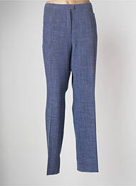 Pantalon droit fermeture zippée sous rabat boutonné taille normale bleu WEINBERG femme
