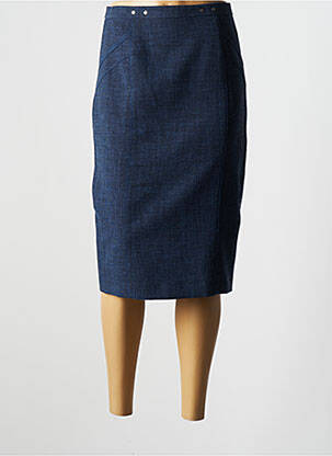 Jupe mi-longue taille à pinces bleu WEINBERG femme