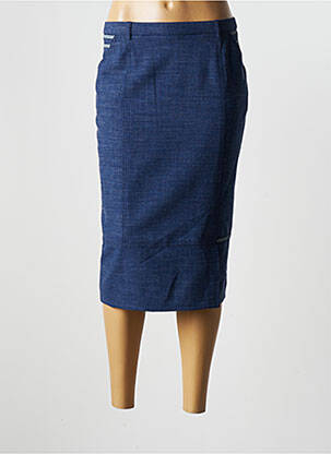 Jupe mi-longue taille à pinces bleu WEINBERG femme