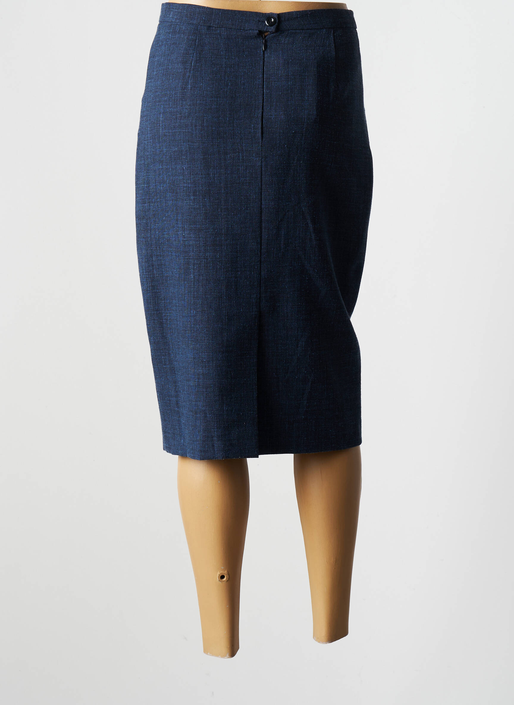 Jupe mi-longue taille à pinces bleu WEINBERG femme