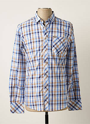 Chemise manches longues poignets boutonnés bleu MCLASSICS homme