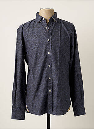 Chemise manches longues poignets boutonnés bleu MAISON OSCAR homme