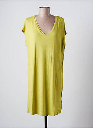 Robe mi-longue manches courtes manches courtes vert MAJESTIC FILATURES femme