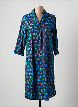 Robe mi-longue manches 3/4 manches 3/4 bleu YERSE femme