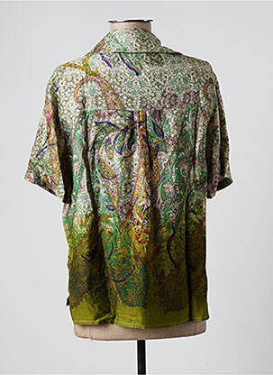 Chemisier tissage popeline manches courtes vert HOD femme