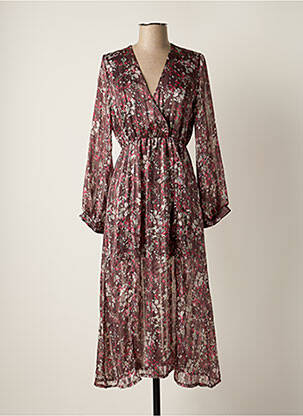 Robe longue manches longues manches longues marron LES PETITES FLEURS femme