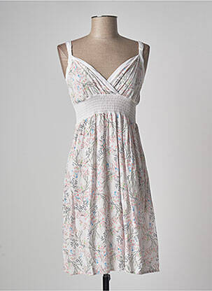 Robe mi-longue imprimé fleurs fines bretelles blanc ESPRIT DE LA MER femme