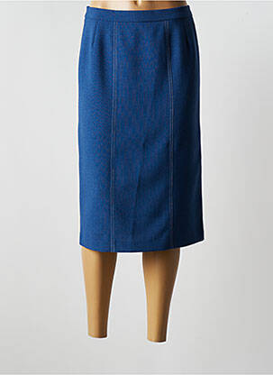 Jupe mi-longue coupe droite bleu GEVANA femme