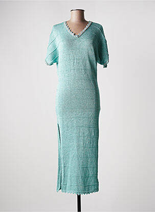 Robe mi-longue manches courtes manches courtes bleu PHO femme