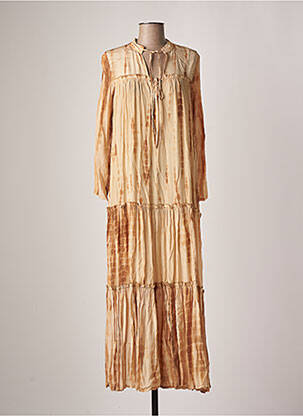 Robe longue manches longues manches longues beige LEONIE femme