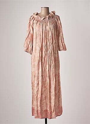 Robe longue imprimé fleurs manches 3/4 rose LEONIE femme