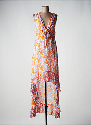 Robe longue imprimé fleurs sans manche orange SUNDRESS femme