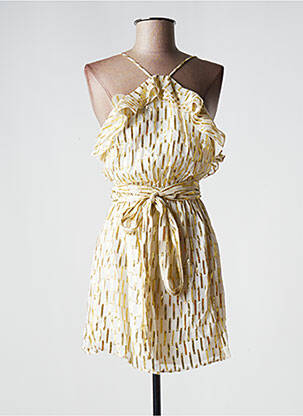 Robe courte coupe cintrée fines bretelles beige SUNDRESS femme