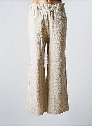 Pantalon large poches taille haute beige JENA LEE femme