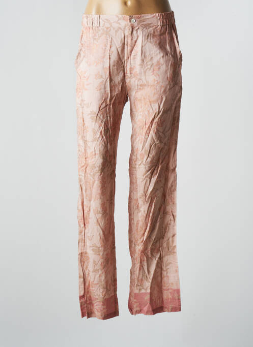 Pantalon large fermeture zippée sous rabat boutonné taille haute rose LEONIE femme