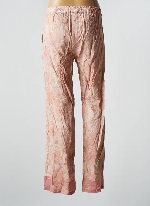 Pantalon large fermeture zippée sous rabat boutonné taille haute rose LEONIE femme