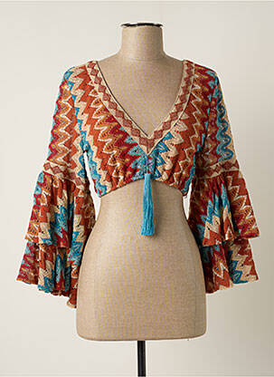 Top stretch manches 3/4 marron PHO femme