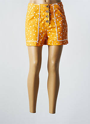 Short taille à pinces taille haute orange AZULU femme