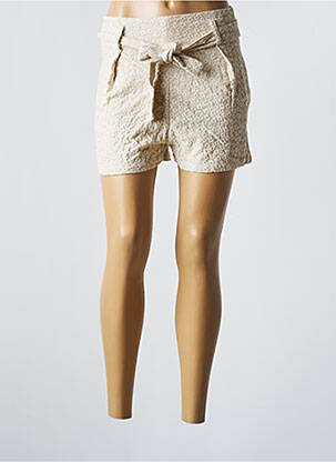 Short taille à pinces taille haute beige JENA LEE femme
