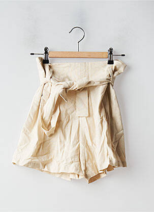 Short taille à pinces taille haute beige JENA LEE femme