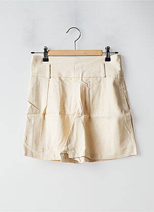 Short taille à pinces taille haute beige JENA LEE femme