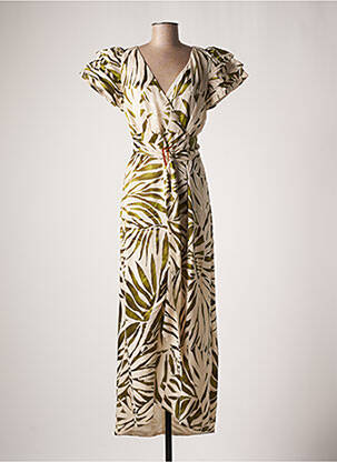 Robe longue manches courtes manches courtes vert AZULU femme