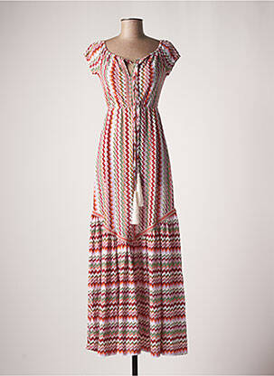 Robe longue manches courtes manches courtes rouge PHO femme