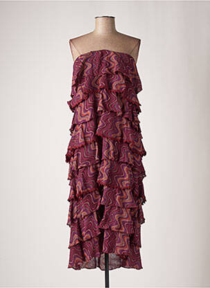 Robe mi-longue coupe évasée sans manche violet PHO femme