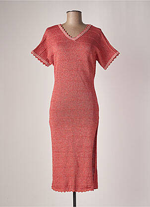Robe mi-longue manches courtes manches courtes rose PHO femme