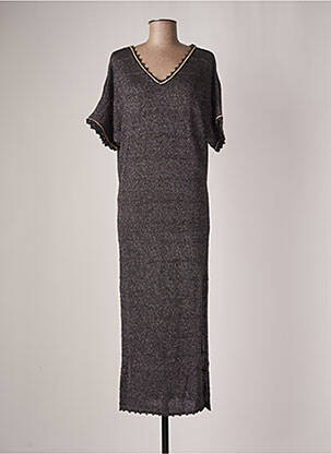 Robe mi-longue manches courtes manches courtes gris PHO femme