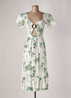 Robe longue fermeture zippée au dos manches courtes vert AZULU fille
