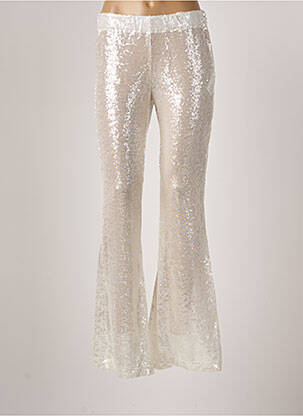 Pantalon flare taille élastique taille normale beige PHO femme