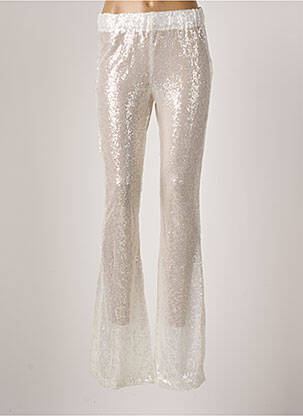 Pantalon flare taille élastique taille normale beige PHO femme