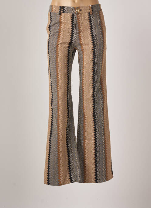 Pantalon flare taille à pinces taille haute marron PHO femme