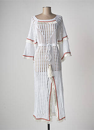 Robe longue coupe fluide manches 3/4 blanc PHO femme