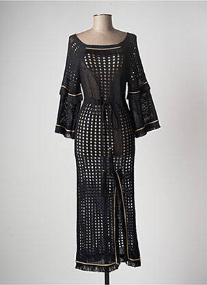 Robe longue coupe fluide manches 3/4 noir PHO femme