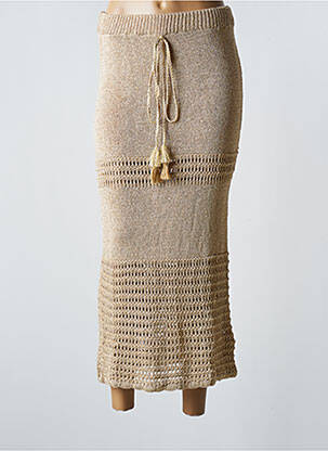Jupe longue coupe droite beige PHO femme