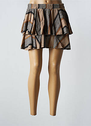 Jupe courte coupe évasée marron PHO femme