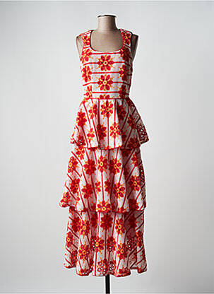 Robe longue imprimé fleurs sans manche rouge AZULU femme