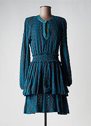 Robe mi-longue manches longues manches longues bleu PHO femme