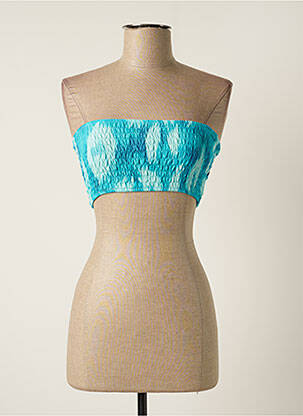 Top coupe cintrée sans manche bleu PHO femme
