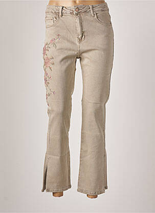 Pantalon droit stretch taille haute beige NÜD femme