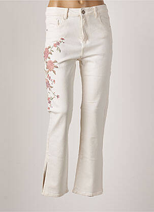 Pantalon droit stretch taille haute blanc NÜD femme