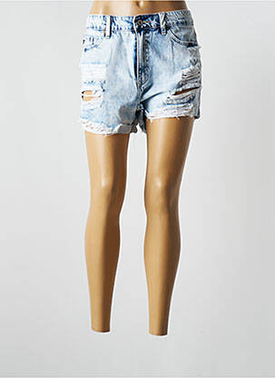 Short fermeture zippée sous rabat boutonné taille normale bleu KANCAN femme