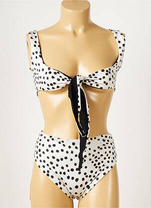 Maillot de bain 1 pièce effet matière satinée beige AZULU femme