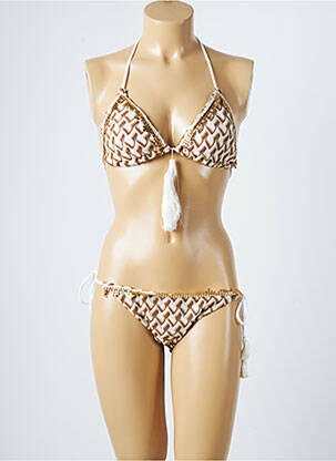 Maillot de bain 2 pièces haut soutien-gorge moulé haut soutien-gorge moulé marron PHO femme